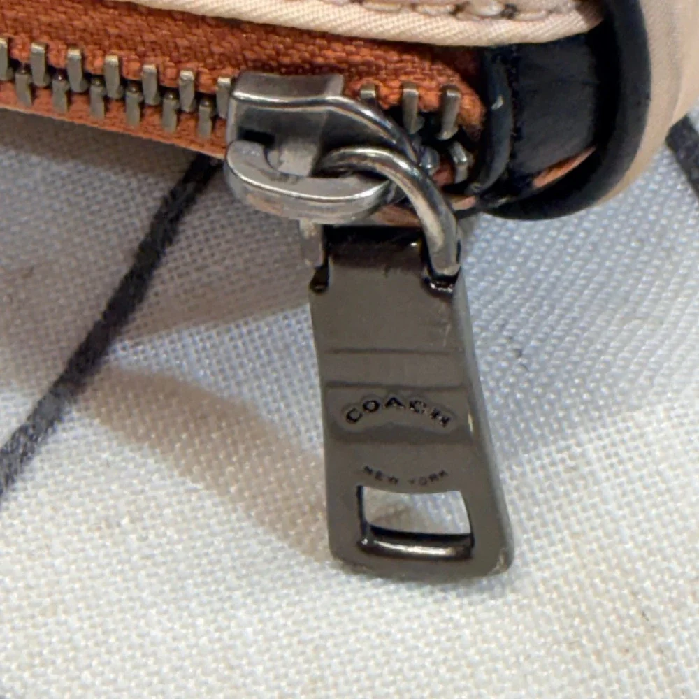 Coach Belt Bag OS Tan Palm Tree Print Nylon Waist Pack 91114 FAIR CONDITION